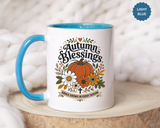 Autumn Blessings Christian Mug, Grace Grows in Every Season Coffee Cup, Faith Based Fall Gift, Floral Pumpkin Thanksgiving Decor