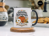 Autumn Blessings Christian Mug, Grace Grows in Every Season Coffee Cup, Faith Based Fall Gift, Floral Pumpkin Thanksgiving Decor