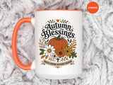 Autumn Blessings Christian Mug, Grace Grows in Every Season Coffee Cup, Faith Based Fall Gift, Floral Pumpkin Thanksgiving Decor