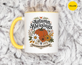 Autumn Blessings Christian Mug, Grace Grows in Every Season Coffee Cup, Faith Based Fall Gift, Floral Pumpkin Thanksgiving Decor