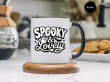 Spooky and Lovely Mug, Cute Ghost Halloween Coffee Cup, Black and White Spooky Season Gift for Her, Gothic Fall Drinkware