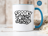 Spooky and Lovely Mug, Cute Ghost Halloween Coffee Cup, Black and White Spooky Season Gift for Her, Gothic Fall Drinkware