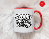 Spooky and Lovely Mug, Cute Ghost Halloween Coffee Cup, Black and White Spooky Season Gift for Her, Gothic Fall Drinkware
