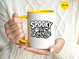 Spooky and Lovely Mug, Cute Ghost Halloween Coffee Cup, Black and White Spooky Season Gift for Her, Gothic Fall Drinkware