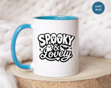 Spooky and Lovely Mug, Cute Ghost Halloween Coffee Cup, Black and White Spooky Season Gift for Her, Gothic Fall Drinkware
