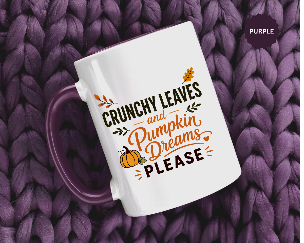 Cozy Air and Crunchy Leaves Mug, Pumpkin Dreams Fall Coffee Cup, Autumn Lover Gift for Her, Cute Seasonal Drinkware and Decor