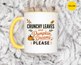 Cozy Air and Crunchy Leaves Mug, Pumpkin Dreams Fall Coffee Cup, Autumn Lover Gift for Her, Cute Seasonal Drinkware and Decor