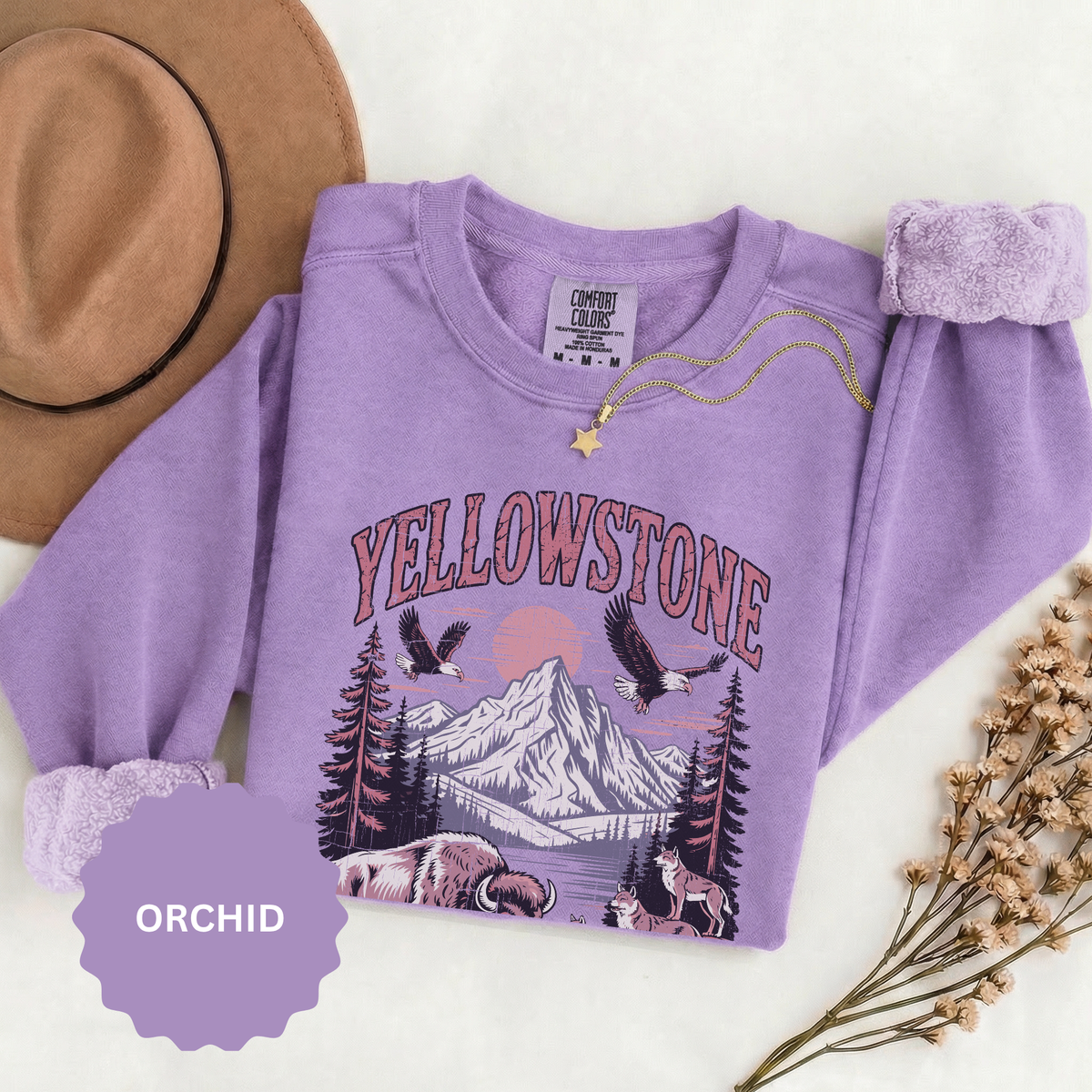 Yellowstone Wildlife Sweatshirt, Bison Wolf Eagle Mountain Crewneck, National Park Lover Gift, Western Nature Graphic Cozy Pullover