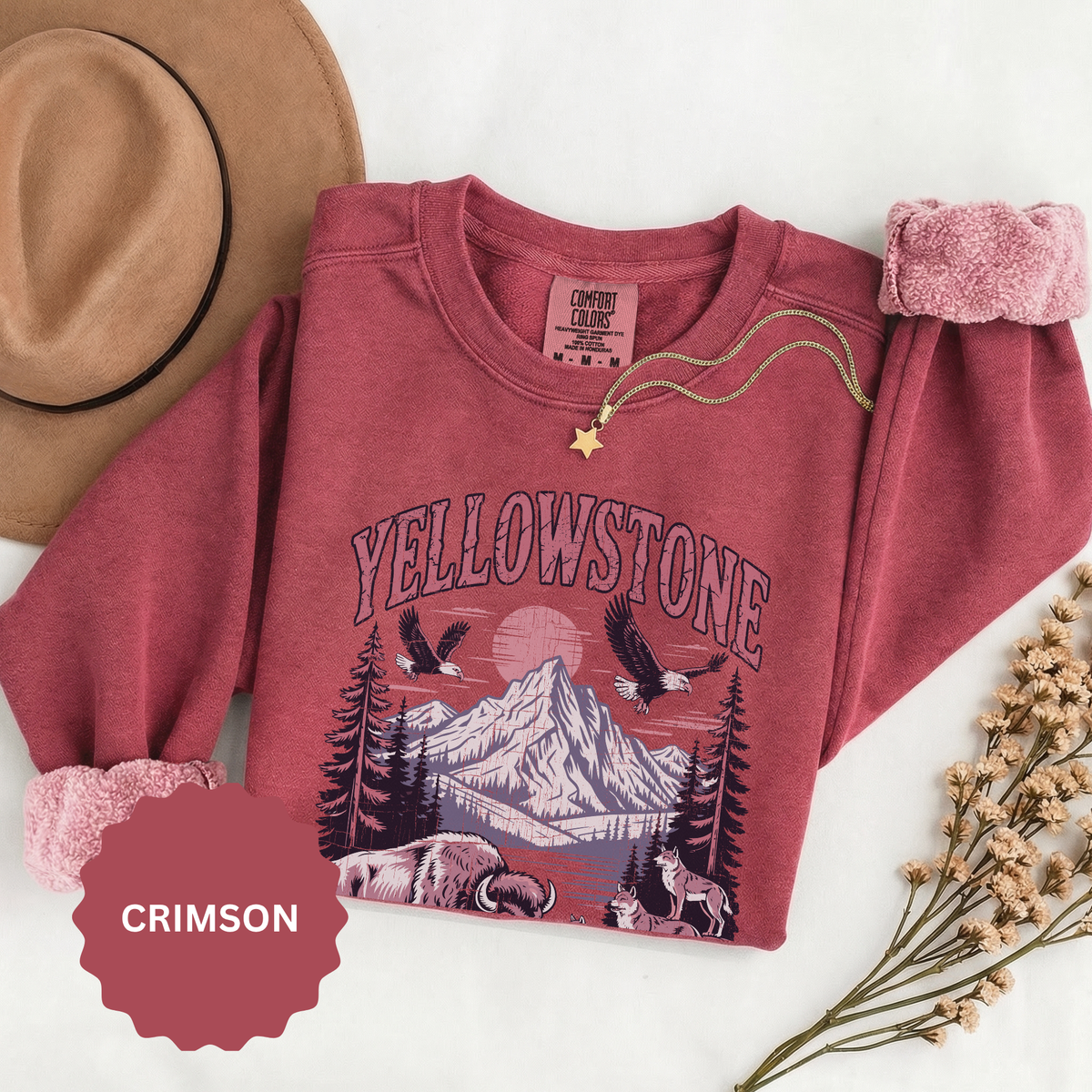 Yellowstone Wildlife Sweatshirt, Bison Wolf Eagle Mountain Crewneck, National Park Lover Gift, Western Nature Graphic Cozy Pullover