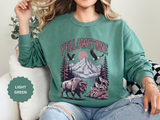 Yellowstone Wildlife Sweatshirt, Bison Wolf Eagle Mountain Crewneck, National Park Lover Gift, Western Nature Graphic Cozy Pullover