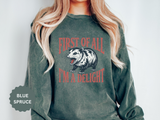 Funny Possum Sweatshirt, First of All I'm a Delight Crewneck, Sarcastic Animal Lover Gift, Vintage Opossum Graphic Cozy Pullover Top