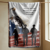 Patriotic Military Woven Blanket, American Eagle Flag Throw, Veteran Family Gift, USA Home Decor, Memorial Day Military Appreciation Gift