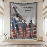 Patriotic Military Woven Blanket, American Eagle Flag Throw, Veteran Family Gift, USA Home Decor, Memorial Day Military Appreciation Gift