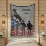 Patriotic Military Woven Blanket, American Eagle Flag Throw, Veteran Family Gift, USA Home Decor, Memorial Day Military Appreciation Gift