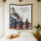 Patriotic Military Woven Blanket, American Eagle Flag Throw, Veteran Family Gift, USA Home Decor, Memorial Day Military Appreciation Gift