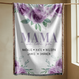 Personalized Mama Blanket, Floral Rose Throw for Mom, Custom Family Name Gift, Mothers Day Gift, Cozy Keepsake for Grandma or Mom