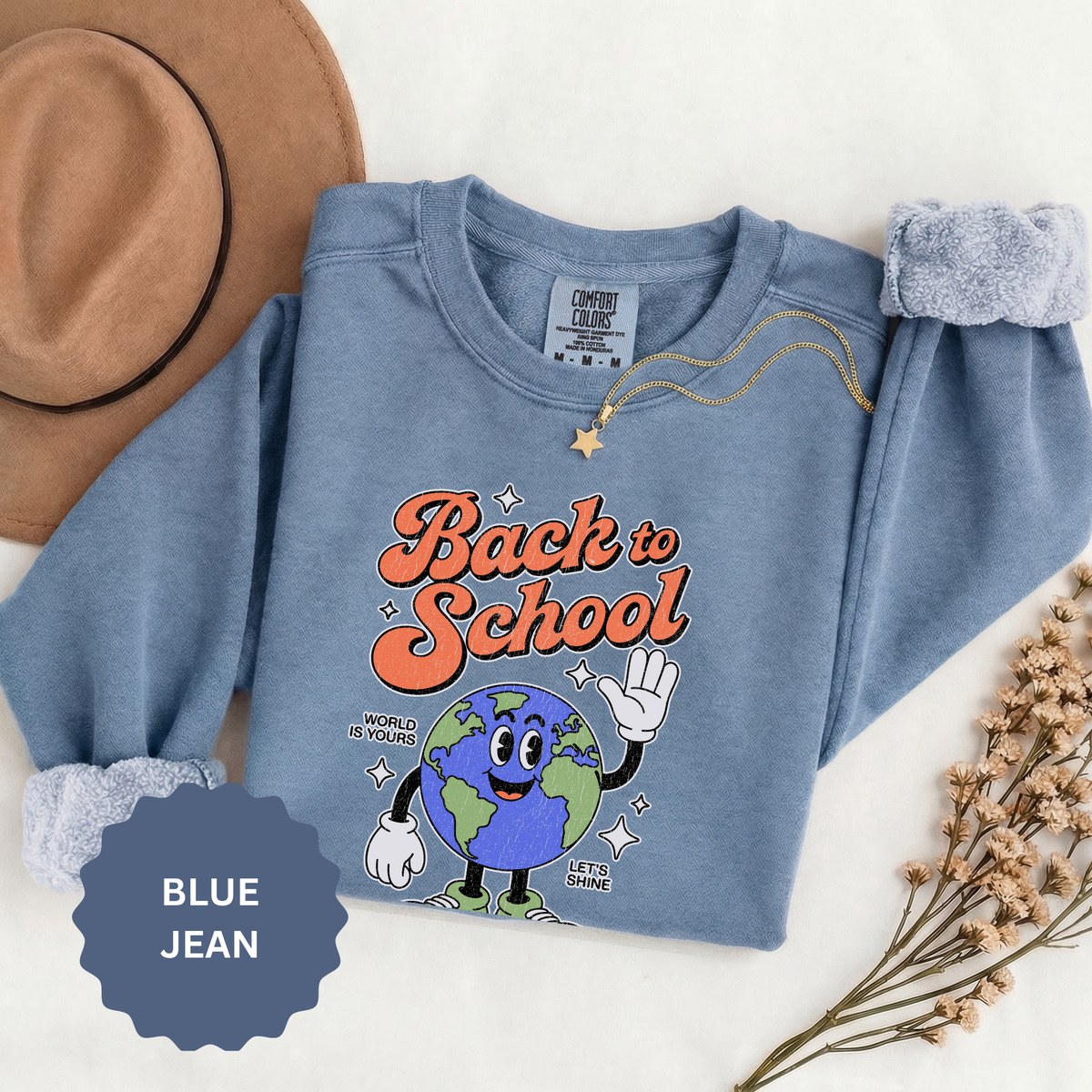 Back to School Earth Sweatshirt, Retro Globe Graphic Pullover, Teacher First Day Outfit, Student Gift, Classroom Crewneck, Educator Gift