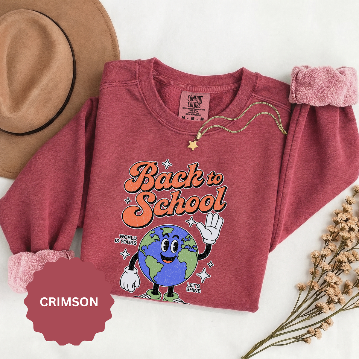 Back to School Earth Sweatshirt, Retro Globe Graphic Pullover, Teacher First Day Outfit, Student Gift, Classroom Crewneck, Educator Gift