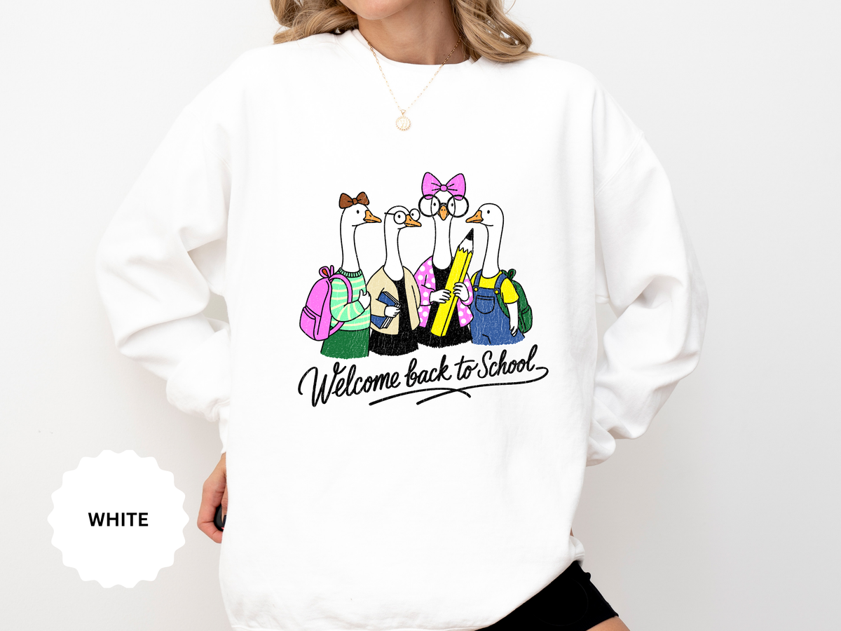 Welcome Back to School Goose Sweatshirt, Funny Teacher Crewneck, Cute Student Pullover, First Day Classroom Outfit, Educator Gift Idea