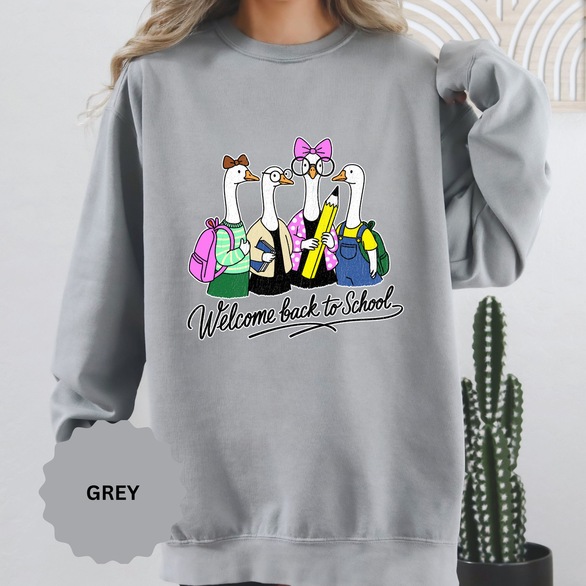 Welcome Back to School Goose Sweatshirt, Funny Teacher Crewneck, Cute Student Pullover, First Day Classroom Outfit, Educator Gift Idea