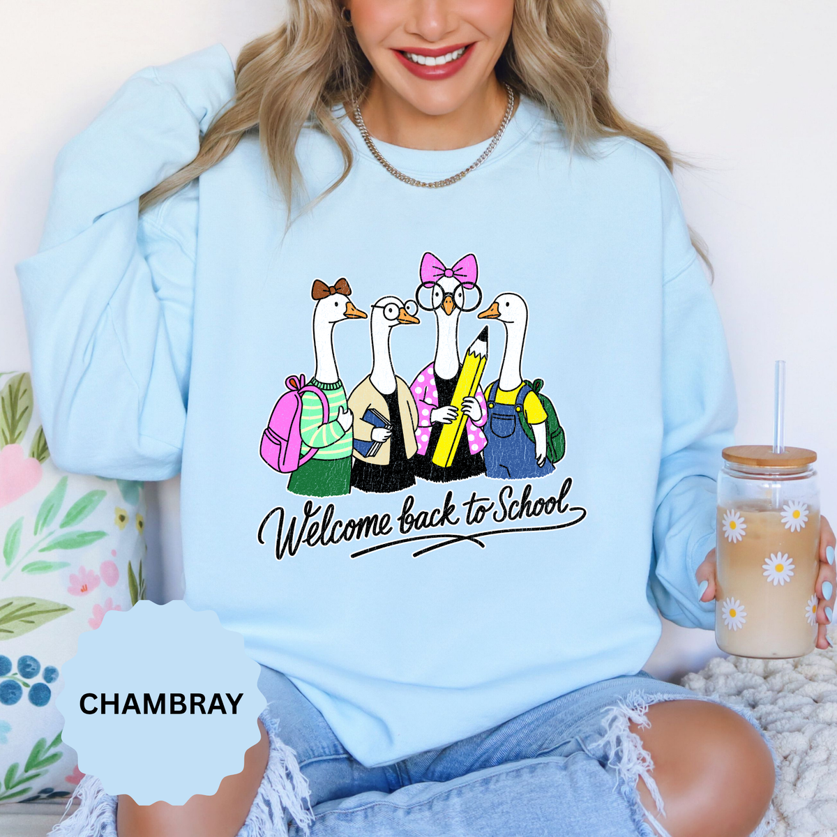 Welcome Back to School Goose Sweatshirt, Funny Teacher Crewneck, Cute Student Pullover, First Day Classroom Outfit, Educator Gift Idea