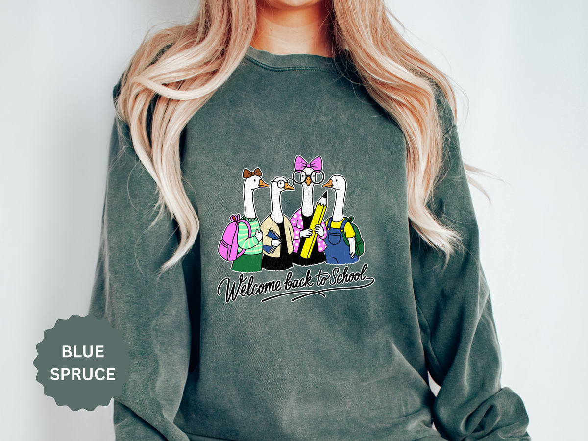 Welcome Back to School Goose Sweatshirt, Funny Teacher Crewneck, Cute Student Pullover, First Day Classroom Outfit, Educator Gift Idea