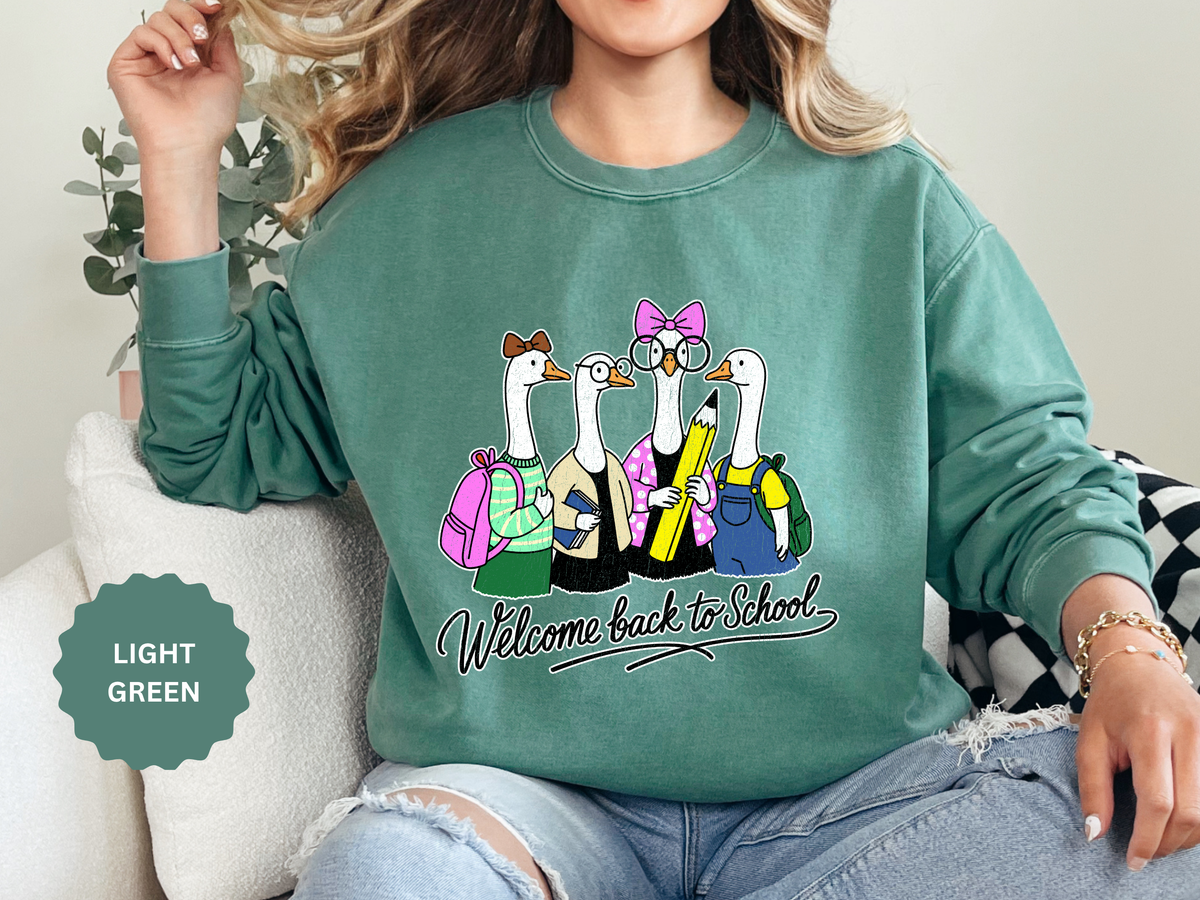 Welcome Back to School Goose Sweatshirt, Funny Teacher Crewneck, Cute Student Pullover, First Day Classroom Outfit, Educator Gift Idea