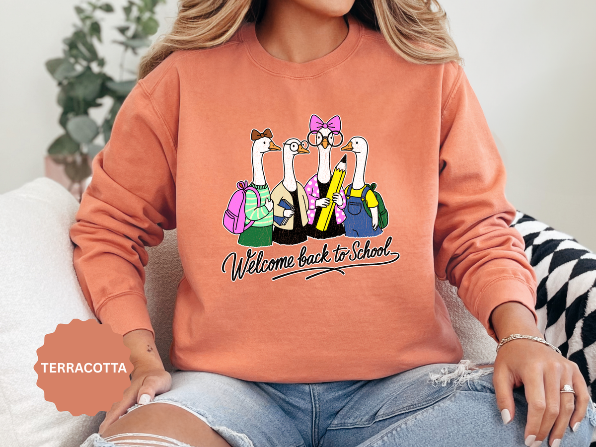 Welcome Back to School Goose Sweatshirt, Funny Teacher Crewneck, Cute Student Pullover, First Day Classroom Outfit, Educator Gift Idea