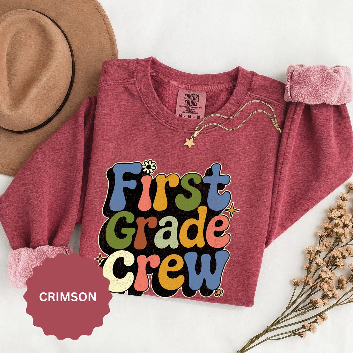 First Grade Crew Sweatshirt, Retro Teacher Team Crewneck, Elementary School Staff Gift, First Day Classroom Outfit, Grade One Team Pullover