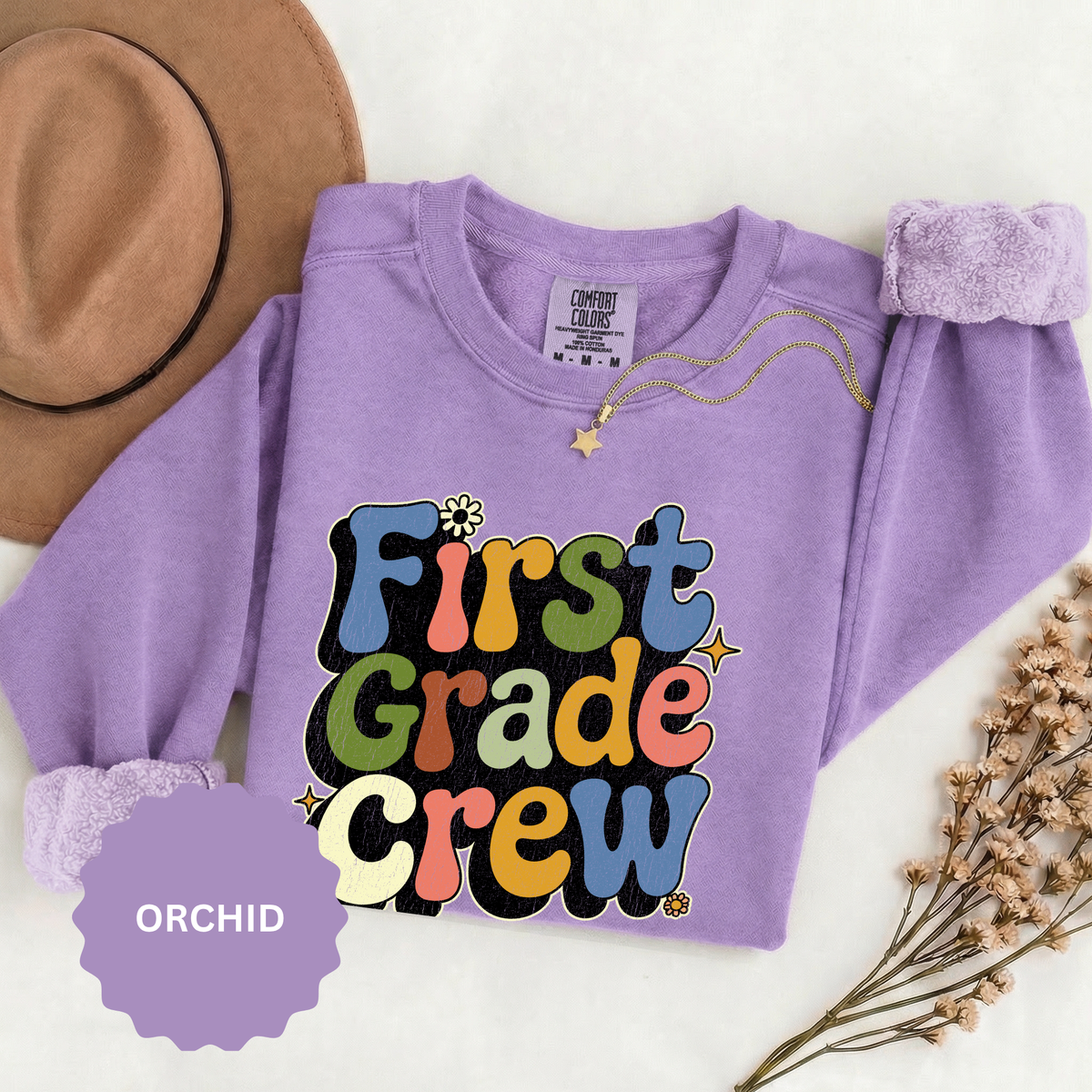 First Grade Crew Sweatshirt, Retro Teacher Team Crewneck, Elementary School Staff Gift, First Day Classroom Outfit, Grade One Team Pullover