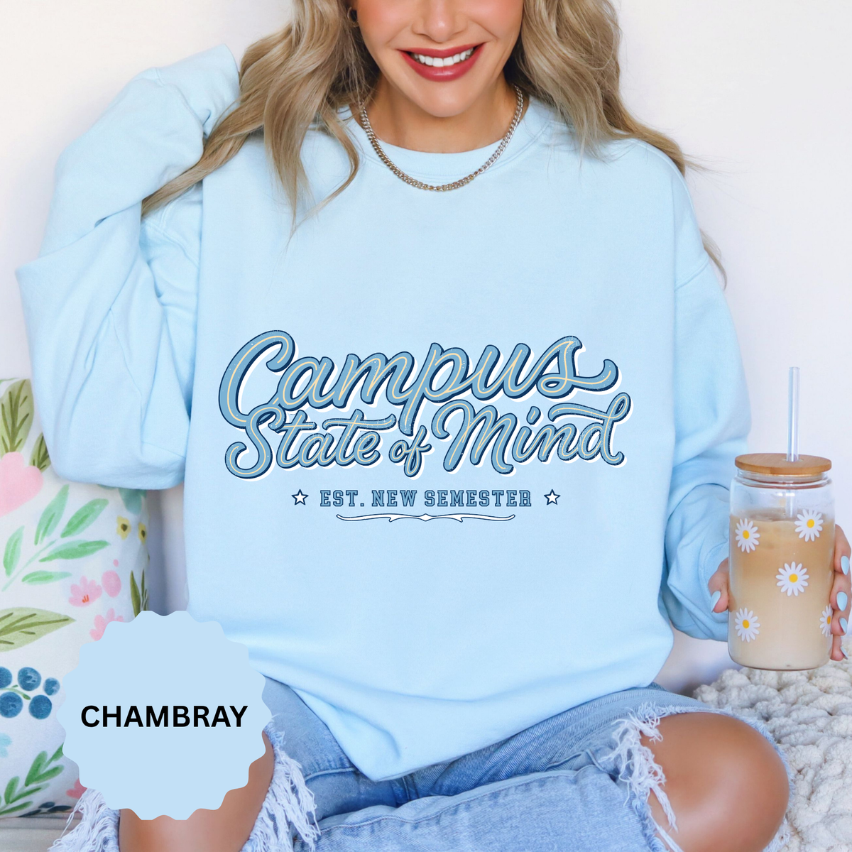 Campus State of Mind Sweatshirt, New Semester College Crewneck, University Student Gift, Back to School Pullover, Campus Outfit, Dorm Life