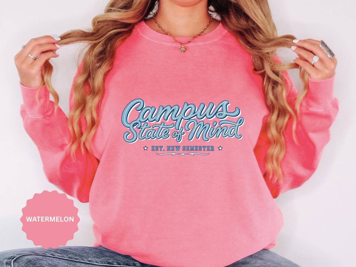 Campus State of Mind Sweatshirt, New Semester College Crewneck, University Student Gift, Back to School Pullover, Campus Outfit, Dorm Life