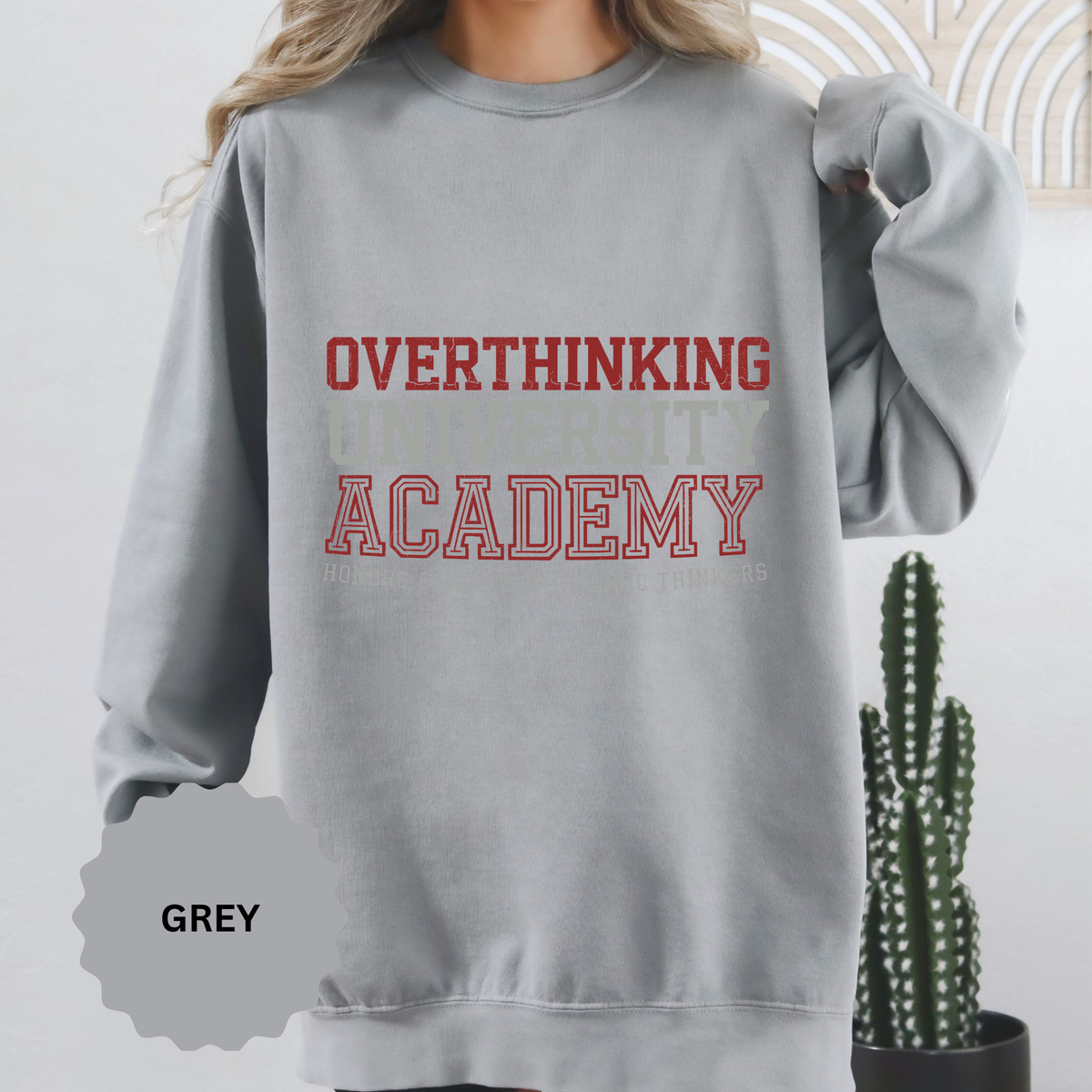 Overthinking University Sweatshirt, Funny Anxiety Crewneck, Chronic Thinker Gift, College Student Pullover, Sarcastic Campus Outfit