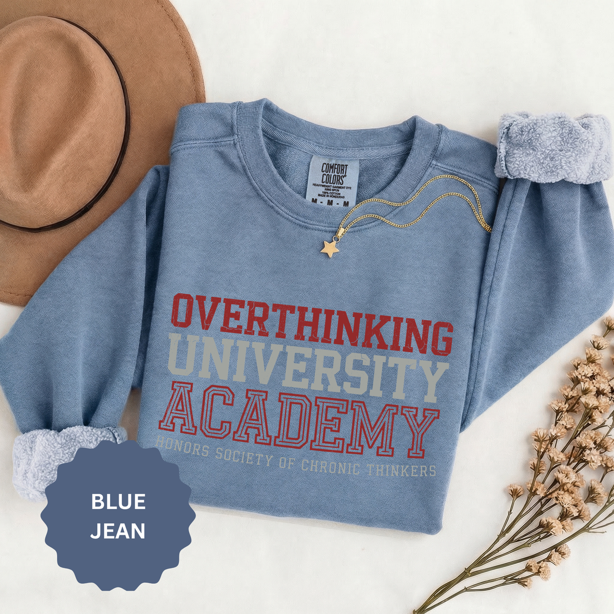 Overthinking University Sweatshirt, Funny Anxiety Crewneck, Chronic Thinker Gift, College Student Pullover, Sarcastic Campus Outfit
