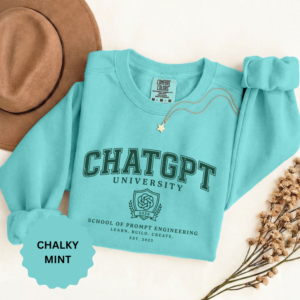 ChatGPT University Sweatshirt, Prompt Engineering Crewneck, AI Student Gift, Funny Tech Pullover, Coder Graduation Campus Outfit 2026