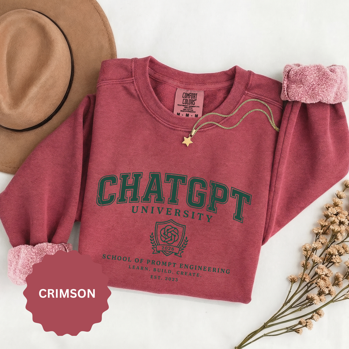 ChatGPT University Sweatshirt, Prompt Engineering Crewneck, AI Student Gift, Funny Tech Pullover, Coder Graduation Campus Outfit 2026