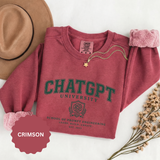 ChatGPT University Sweatshirt, Prompt Engineering Crewneck, AI Student Gift, Funny Tech Pullover, Coder Graduation Campus Outfit 2026