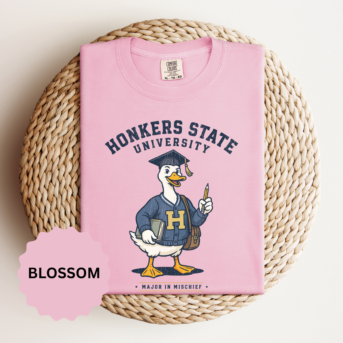 Honkers State University T-Shirt, Funny Goose Graduate Graphic Tee, Major in Mischief College Student Gift, Graduation Campus Shirt