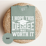 I Hope This Degree Was Worth It T-Shirt, Funny Graduation Graphic Tee, College Graduate Gift, Senior Class Shirt, Commencement Outfit