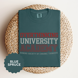 Overthinking University T-Shirt, Funny Anxiety Graphic Tee, Chronic Thinker Gift, College Student Shirt, Sarcastic College Campus Outfit