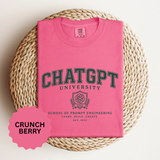 ChatGPT University T-Shirt, Prompt Engineering Graphic Tee, AI Student Gift, Funny Tech Shirt, Coder Graduation Campus Outfit 2026