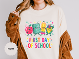First Day of School T-Shirt, Colorful School Supplies Graphic Tee, Cute Teacher Outfit, Student Back to Class Gift, Classroom Shirt