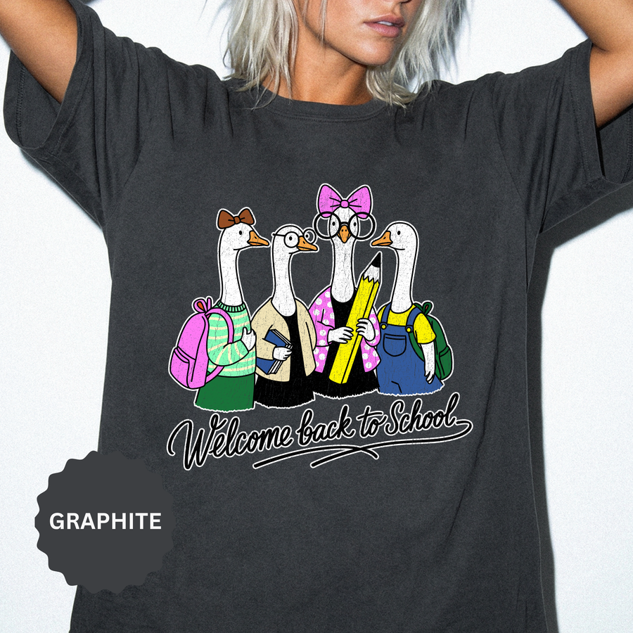 Welcome Back to School Goose T-Shirt, Funny Teacher Graphic Tee, Cute Student Shirt, First Day Classroom Outfit, Educator Gift Idea