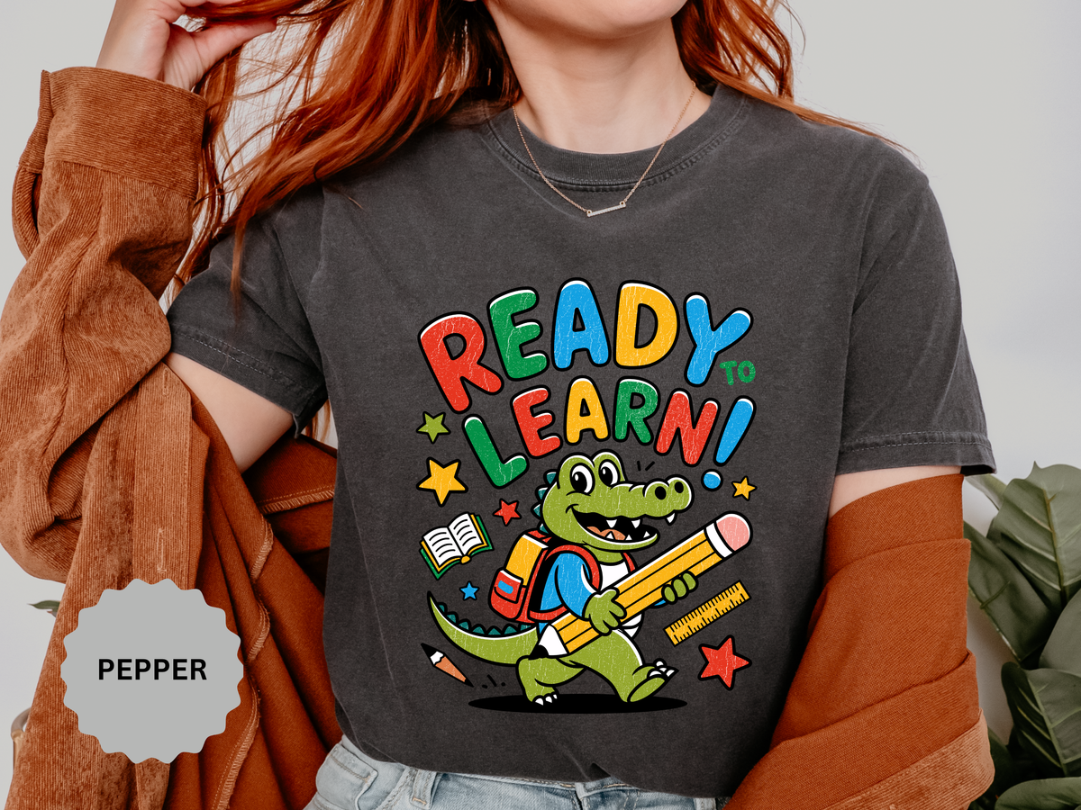 Ready to Learn Alligator T-Shirt, Colorful Back to School Tee, Cute Student Gift, Preschool Teacher Outfit, Classroom Graphic Shirt