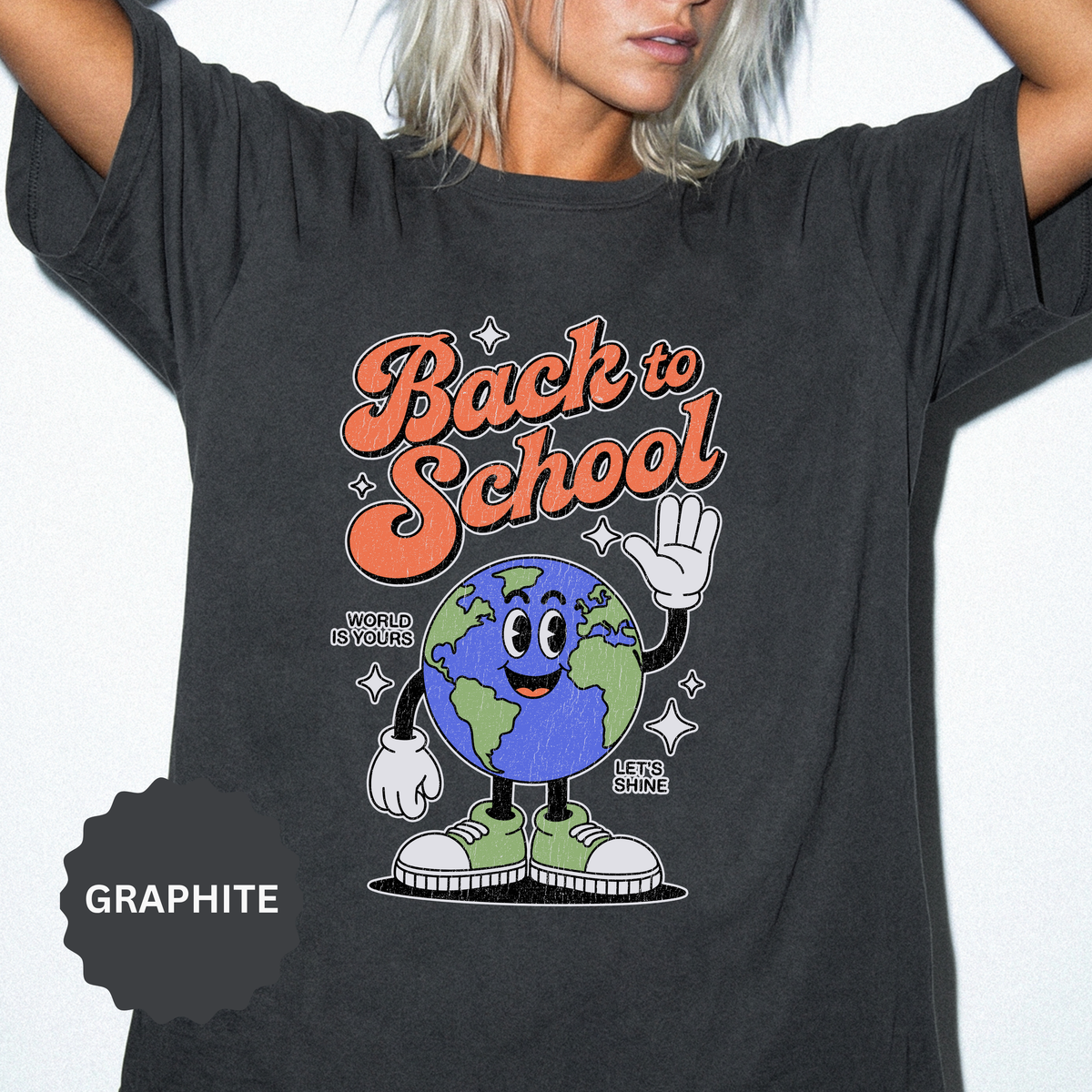 Back to School Earth T-Shirt, Retro Globe Graphic Tee, Teacher First Day Outfit, Student Gift, Classroom Shirt, Geography Educator Gift