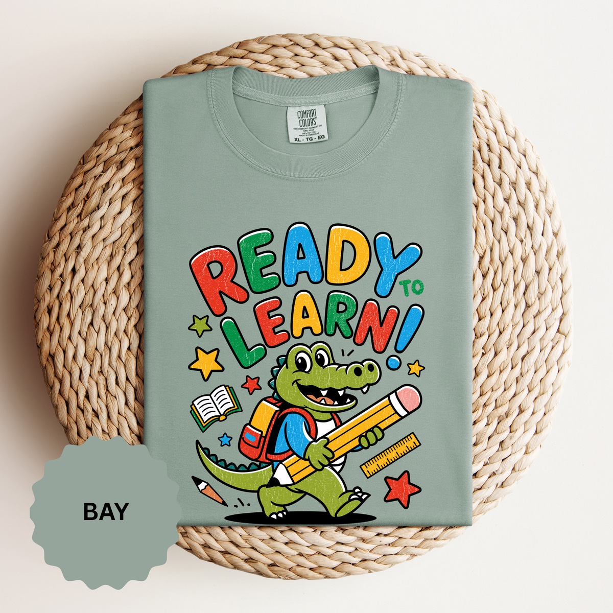 Ready to Learn Alligator T-Shirt, Colorful Back to School Tee, Cute Student Gift, Preschool Teacher Outfit, Classroom Graphic Shirt