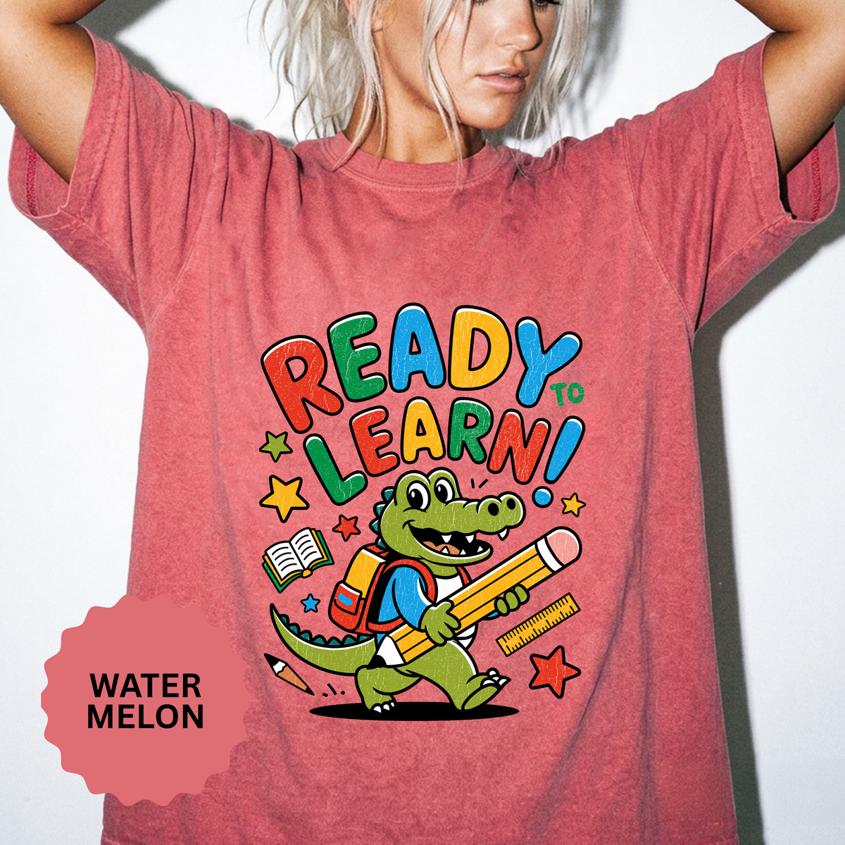 Ready to Learn Alligator T-Shirt, Colorful Back to School Tee, Cute Student Gift, Preschool Teacher Outfit, Classroom Graphic Shirt