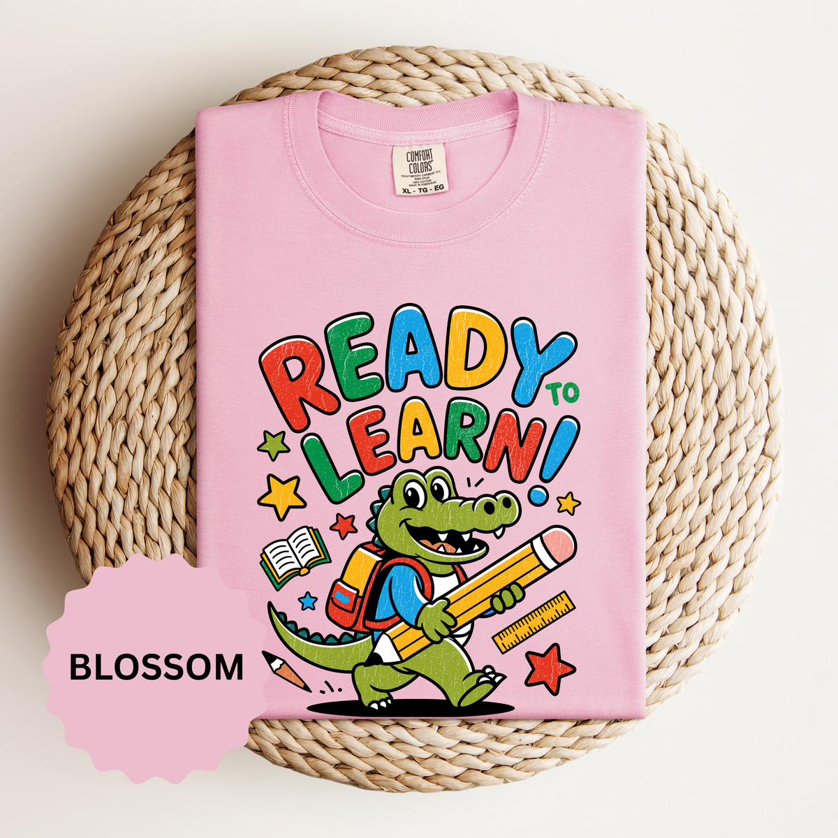 Ready to Learn Alligator T-Shirt, Colorful Back to School Tee, Cute Student Gift, Preschool Teacher Outfit, Classroom Graphic Shirt