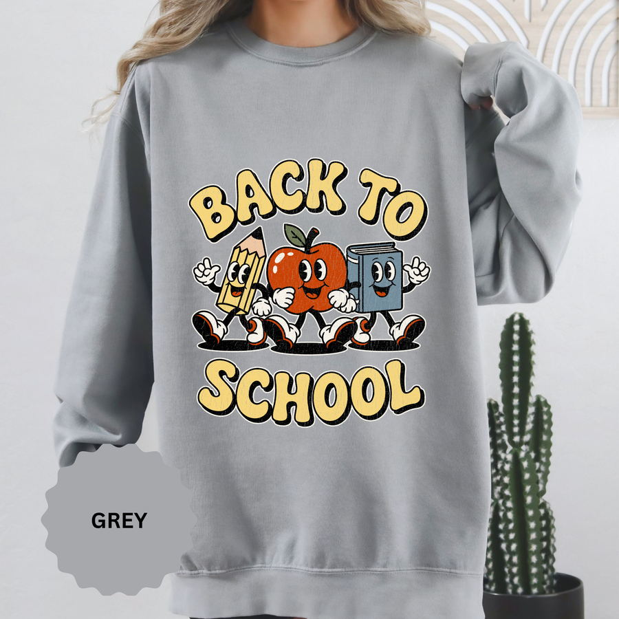 Back to School T-Shirt, Retro Apple Pencil and Book Graphic Tee, Teacher Shirt, First Day Classroom Outfit, Educator Gift, School Staff Top