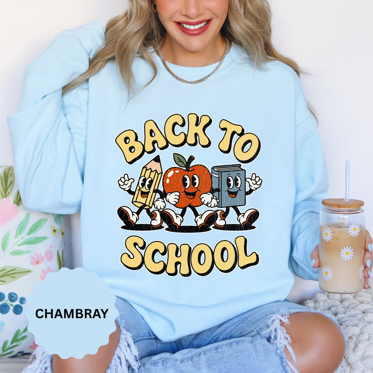 Back to School T-Shirt, Retro Apple Pencil and Book Graphic Tee, Teacher Shirt, First Day Classroom Outfit, Educator Gift, School Staff Top